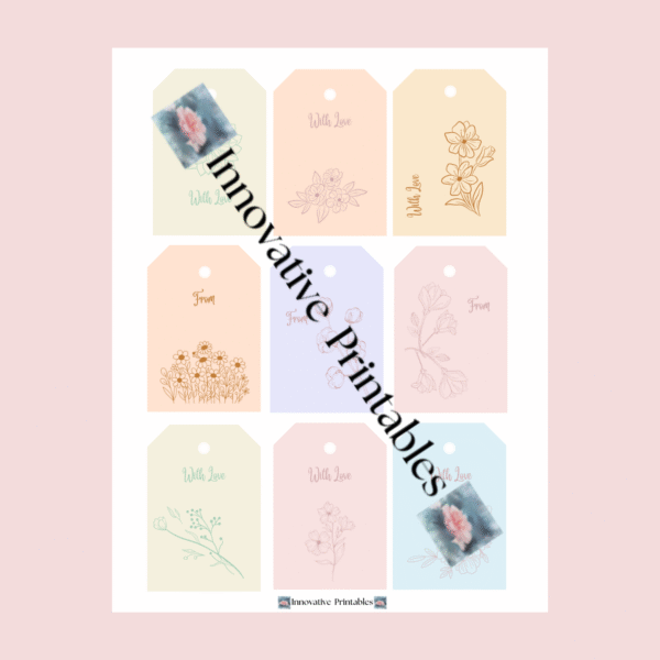 spring floral pastel gift tags