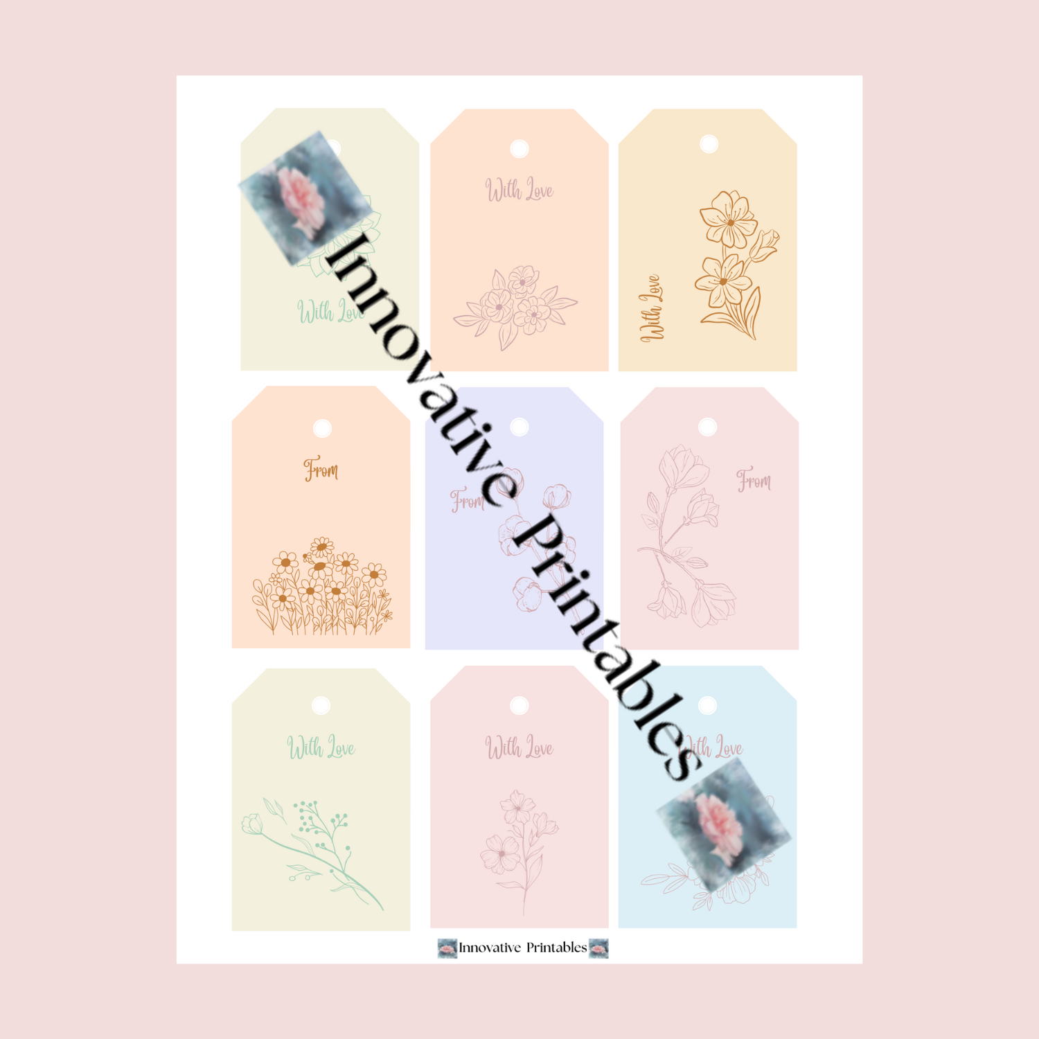 spring floral pastel gift tags