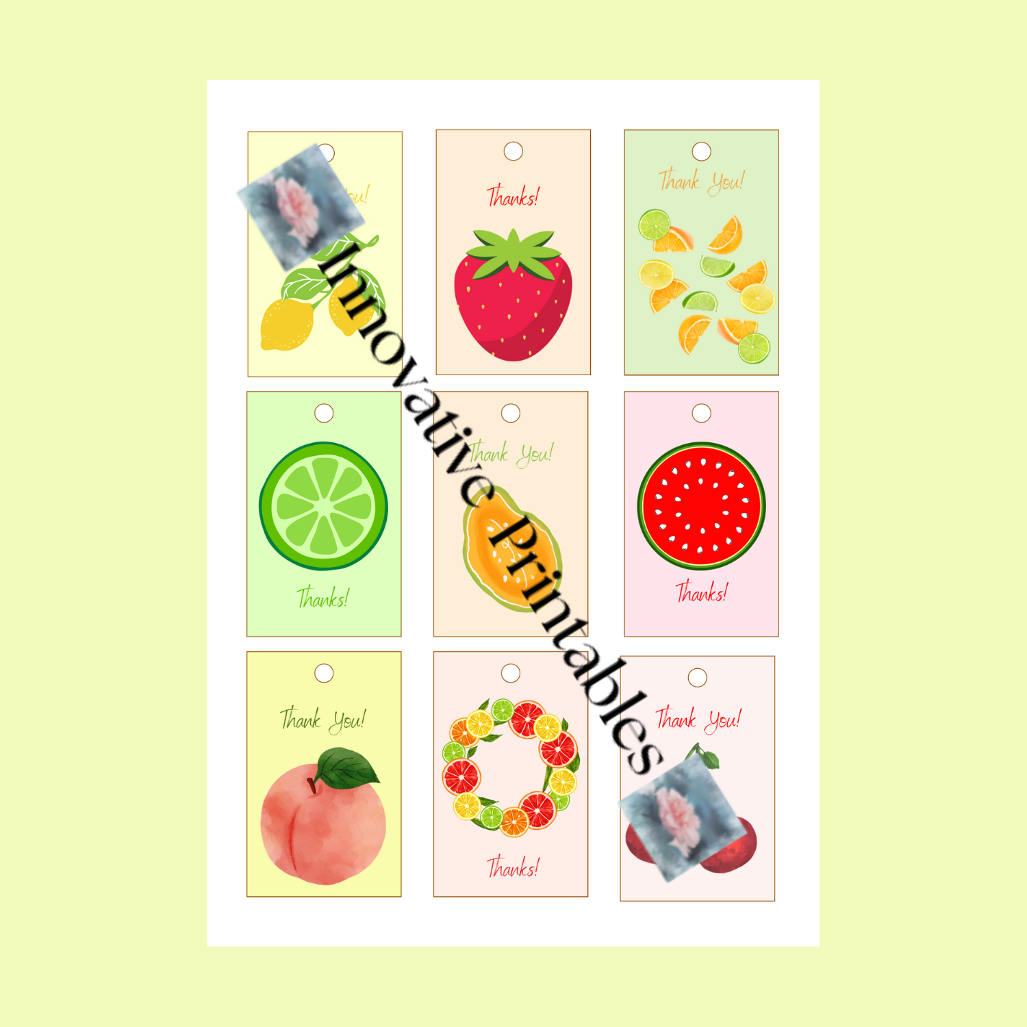 summertime fruit thank you gift tags