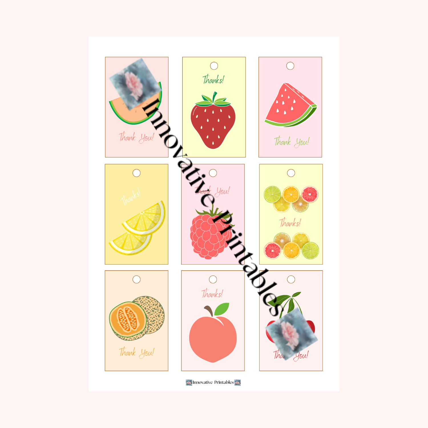 summertime fruit thank you gift tags