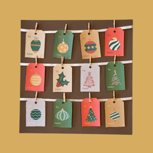 Christmas tree and ornament gift tags