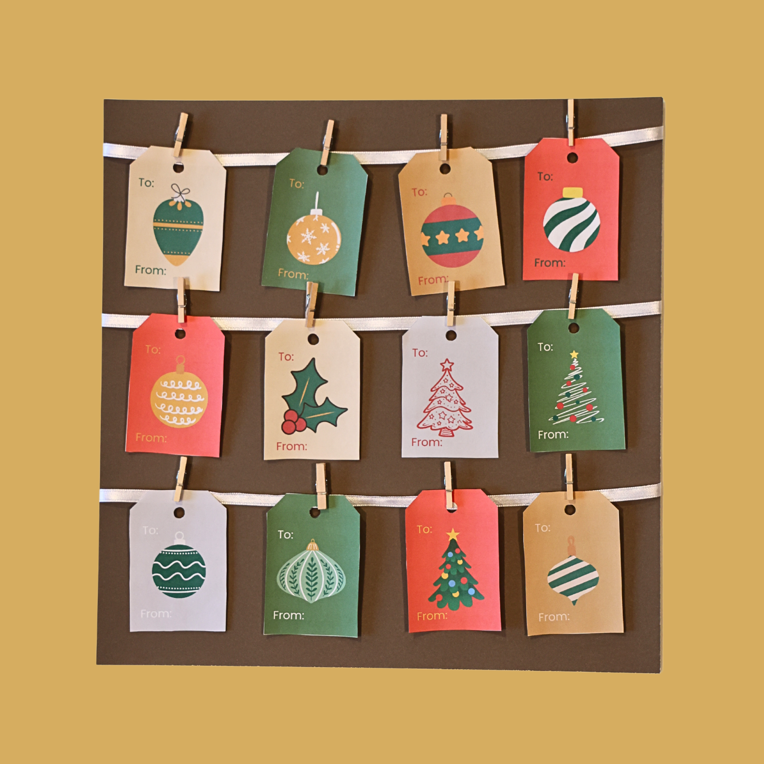 Christmas tree and ornament gift tags