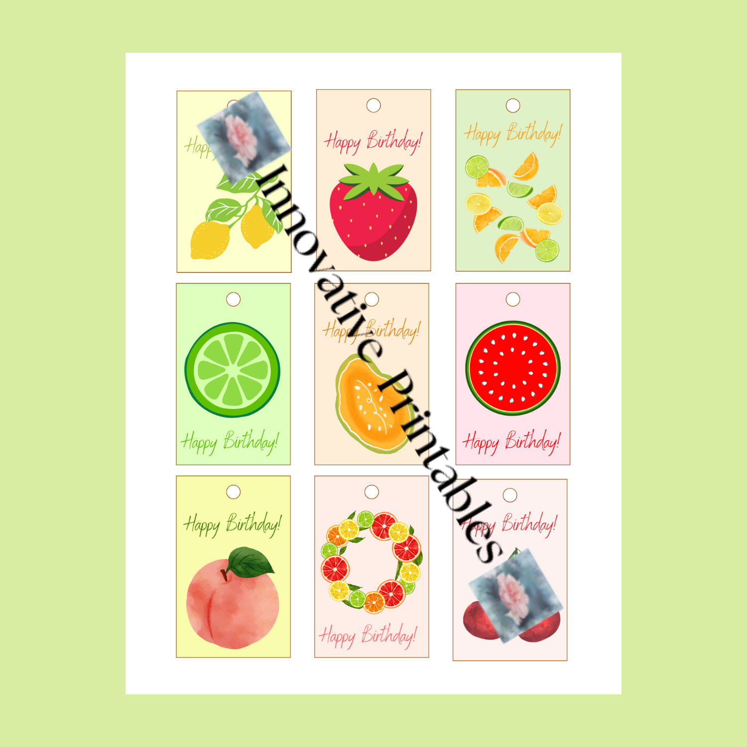 fruity birthday gift tags