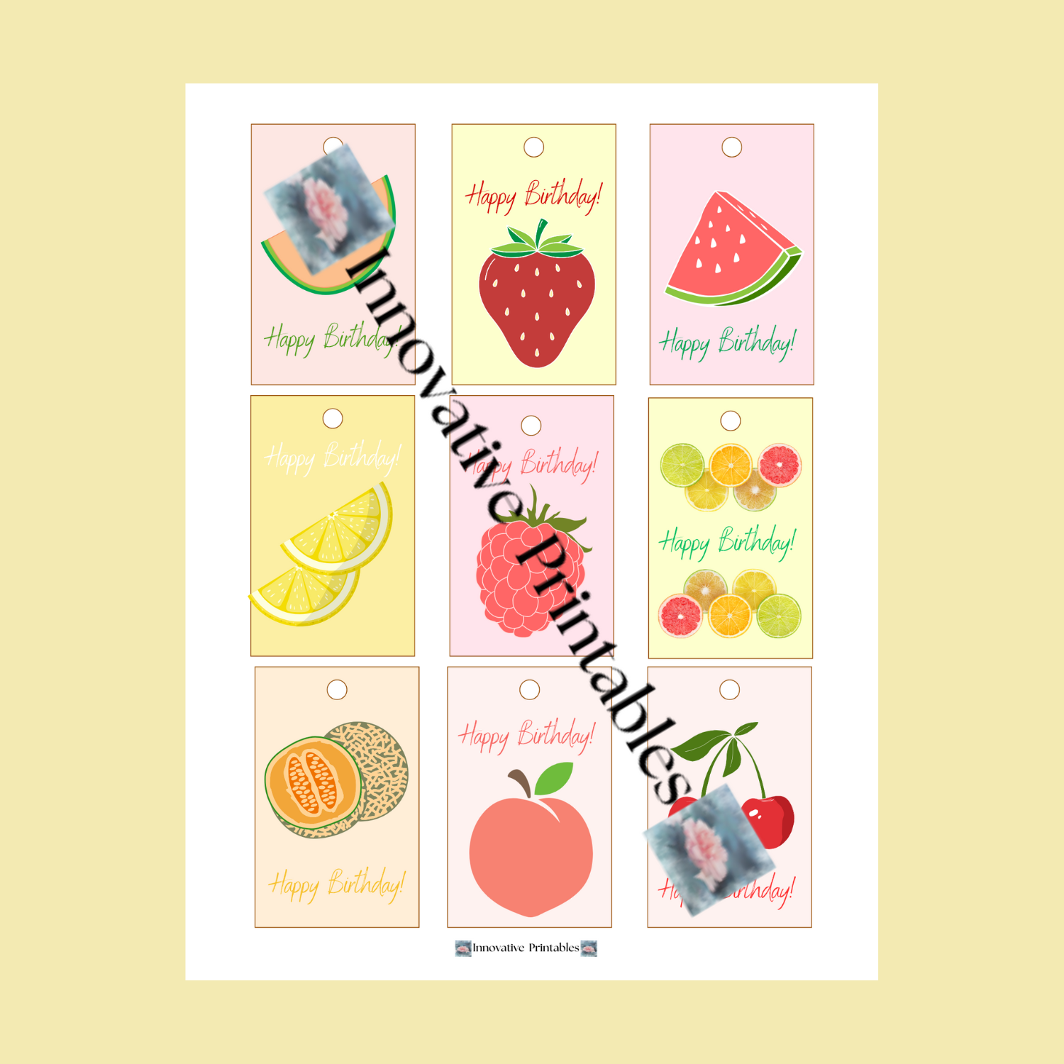 fruity birthday gift tags