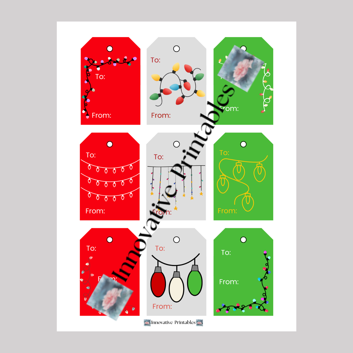 Christmas light gift tags