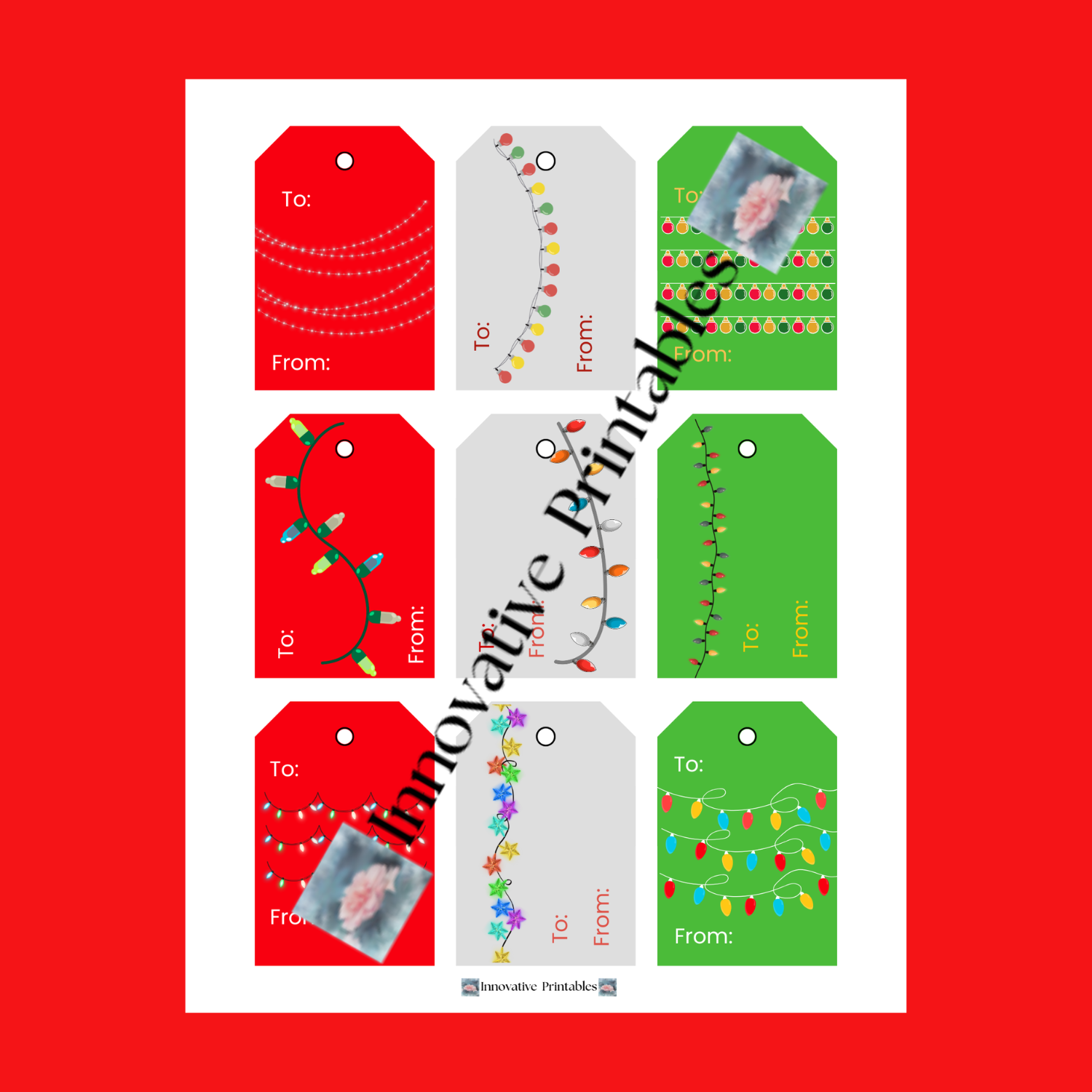 Christmas light gift tags