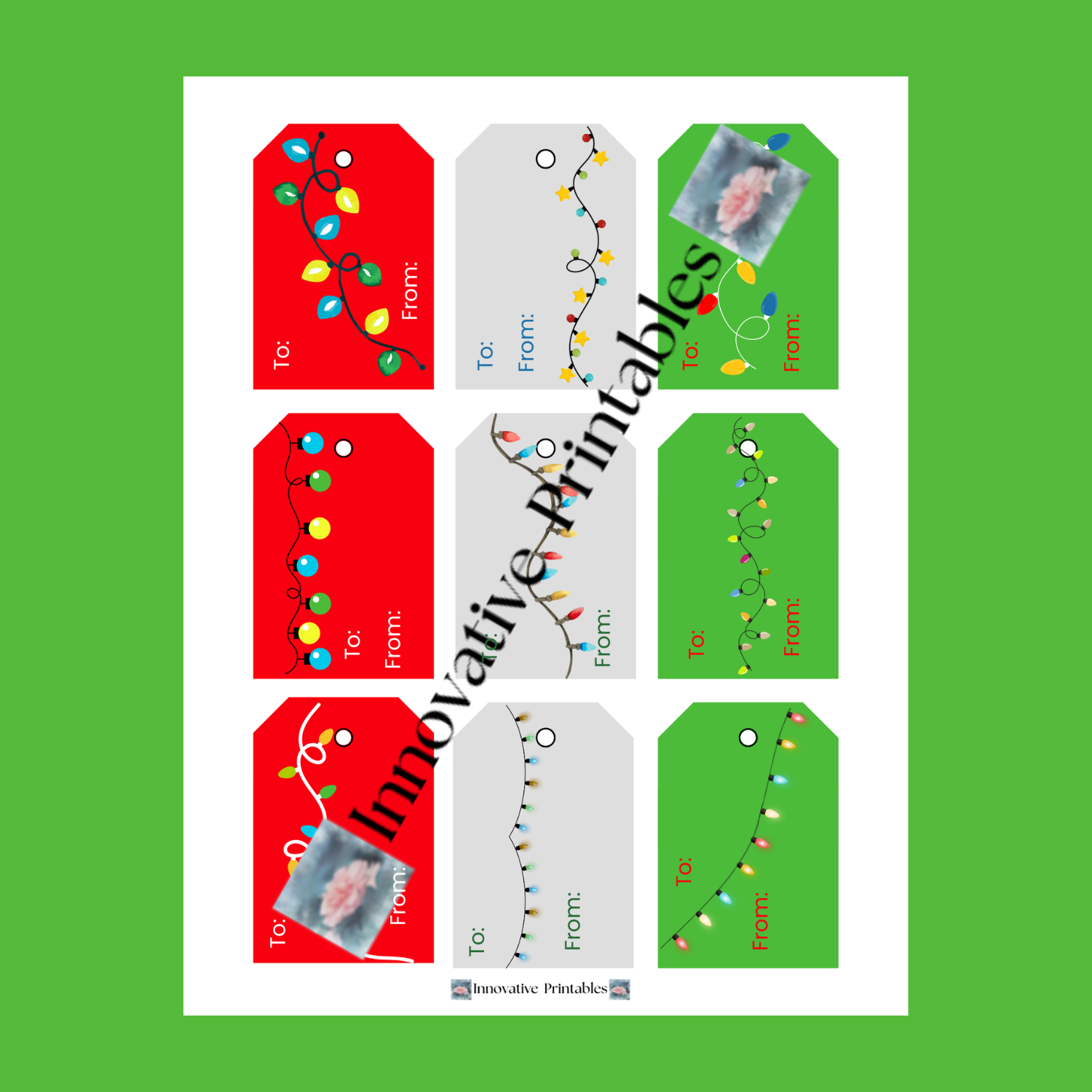 Christmas light gift tags