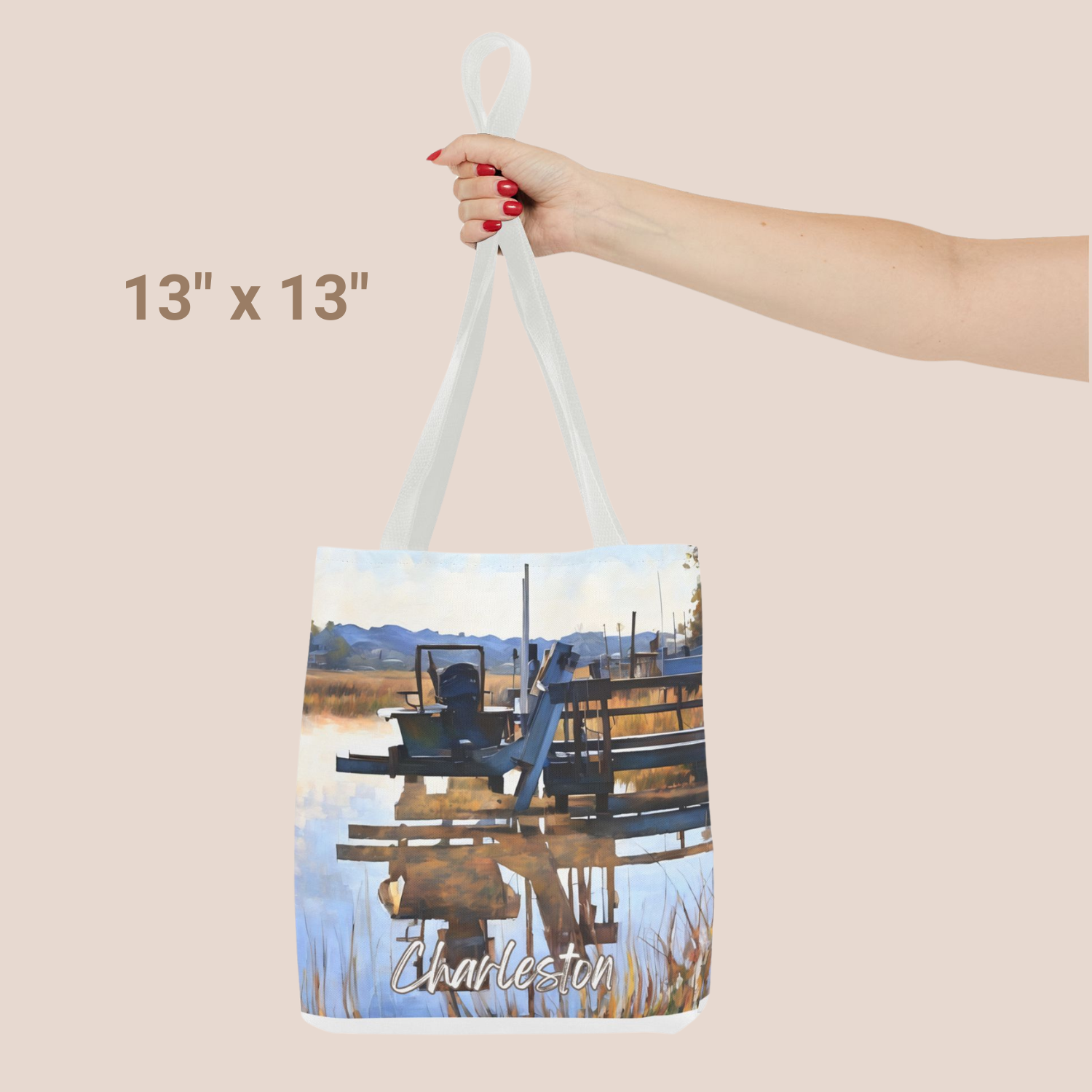 boat on the dock tote bag
