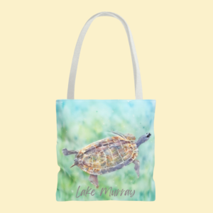 turtle swimming tote bag