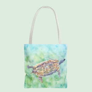 turtle swimming tote bag