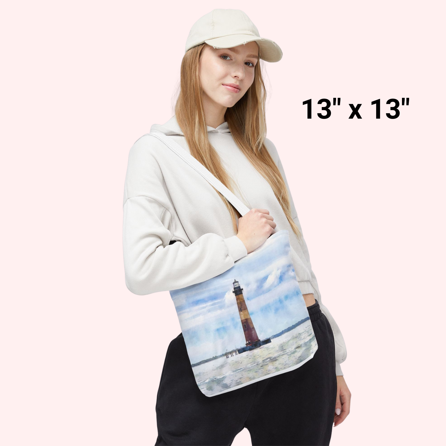 lighthouse tote bag 13x13