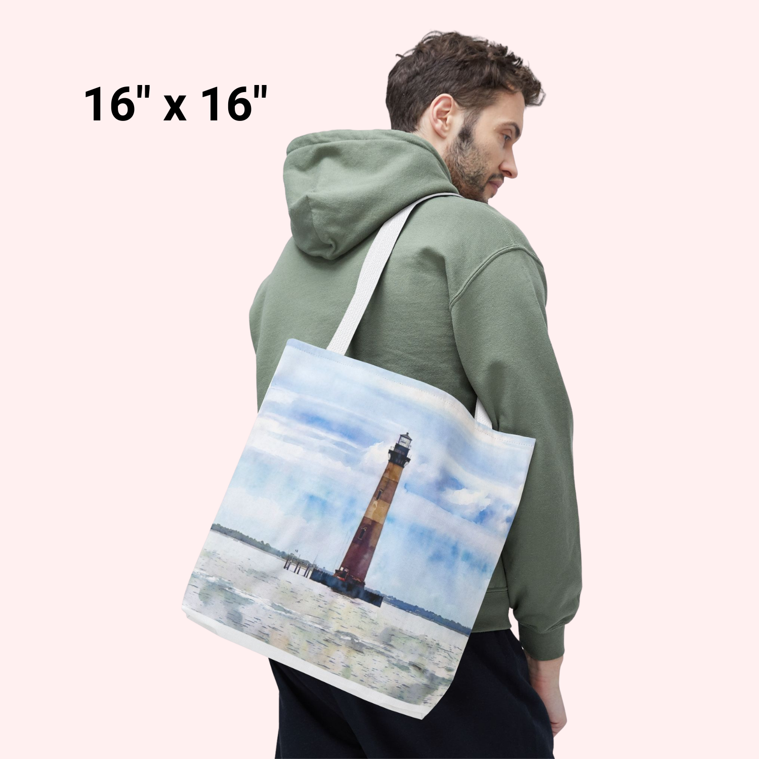 lighthouse tote bag 16x16