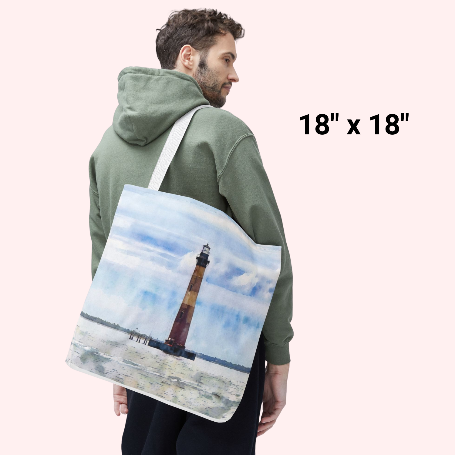 lighthouse tote bag 18x18