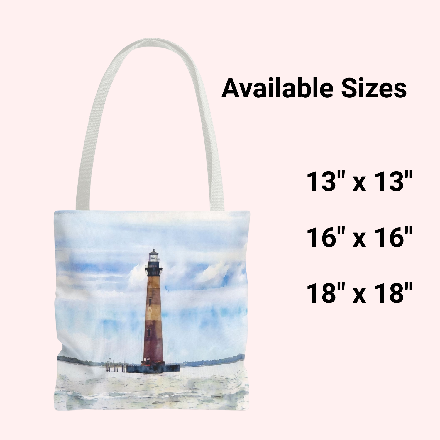 lighthouse tote bag available sizes