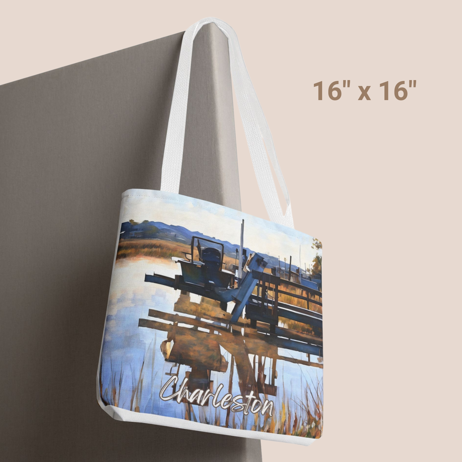 boat on the dock tote bag