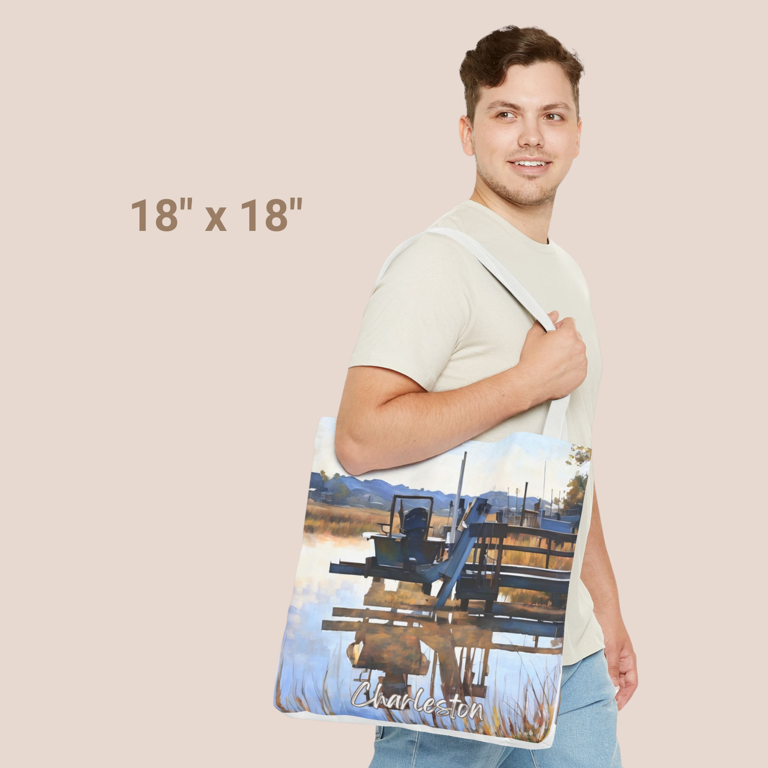boat on the dock tote bag