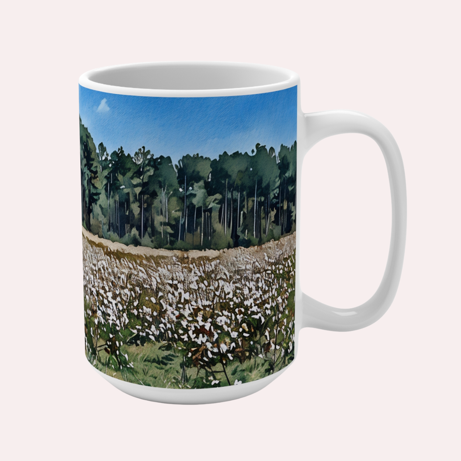 cotton fields in SC mug