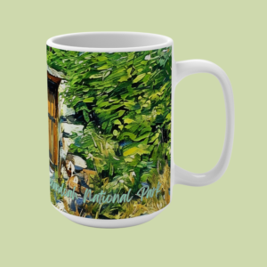 doorway in the forest mug