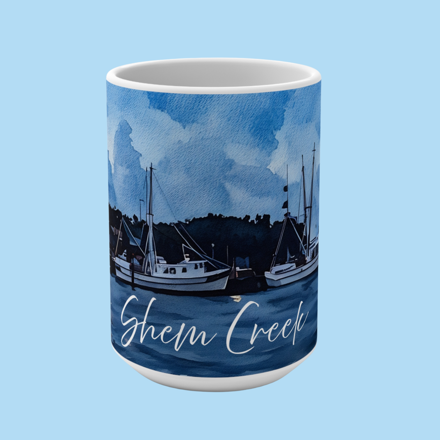 fishing boats on shem creek mug