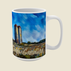 silos in the field mug