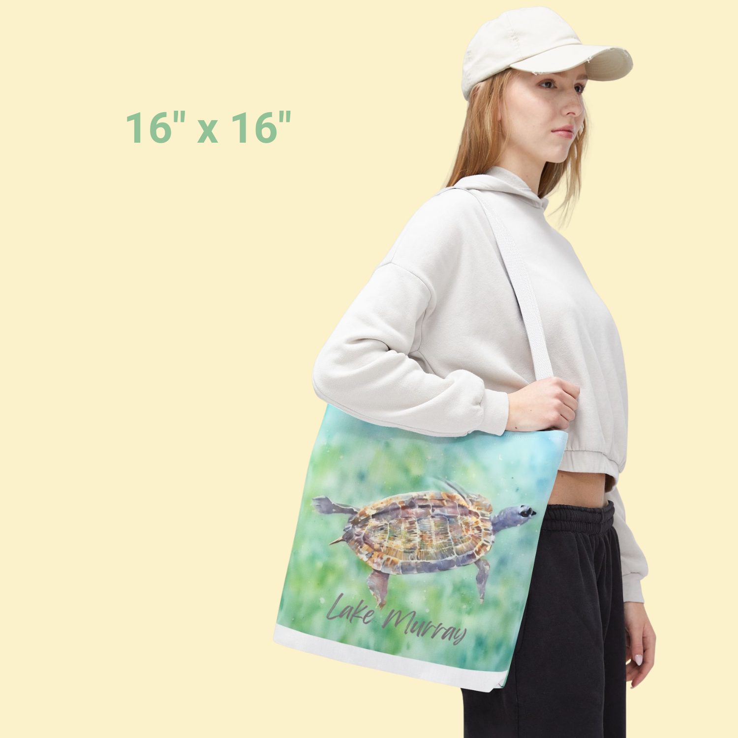 turtle swimming tote bag