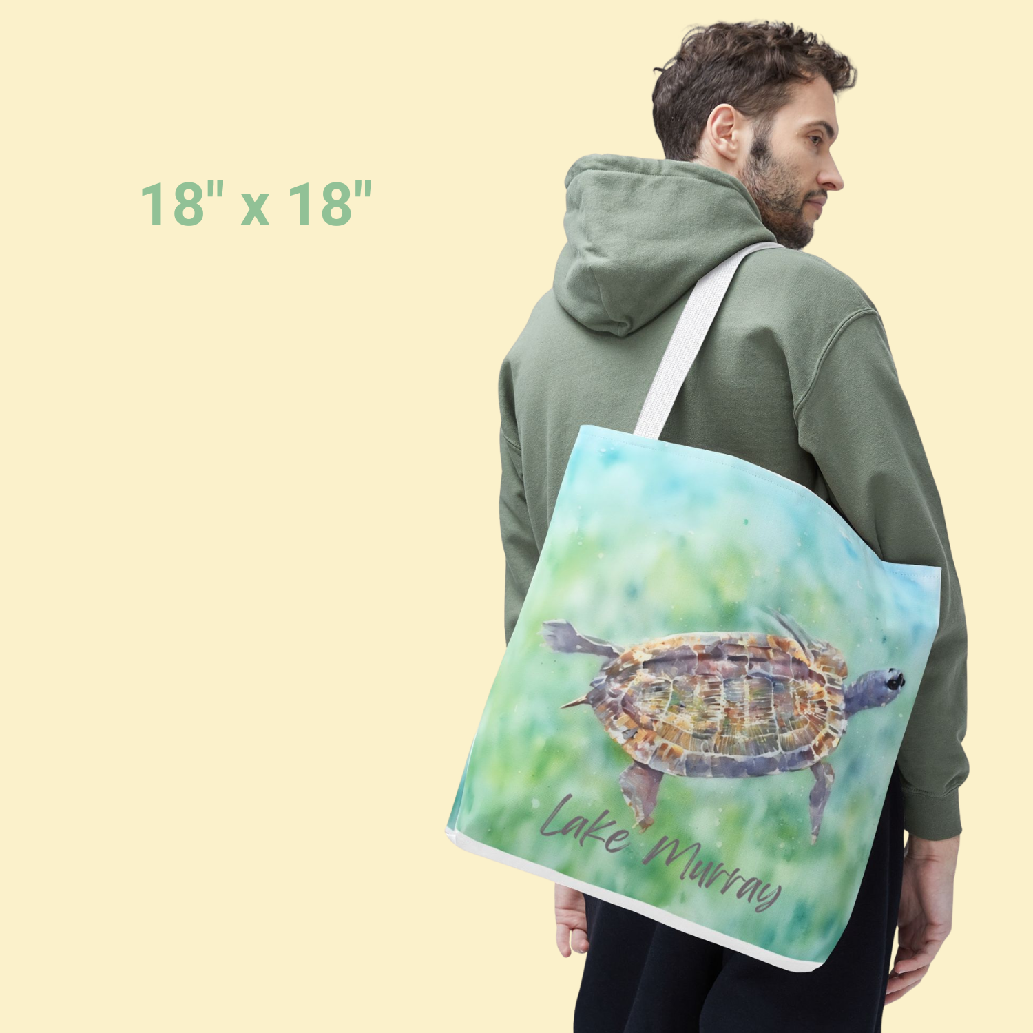 turtle swimming tote bag