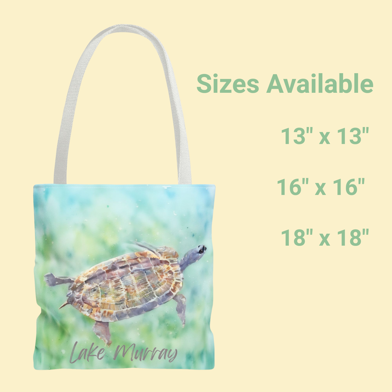 turtle swimming tote bag